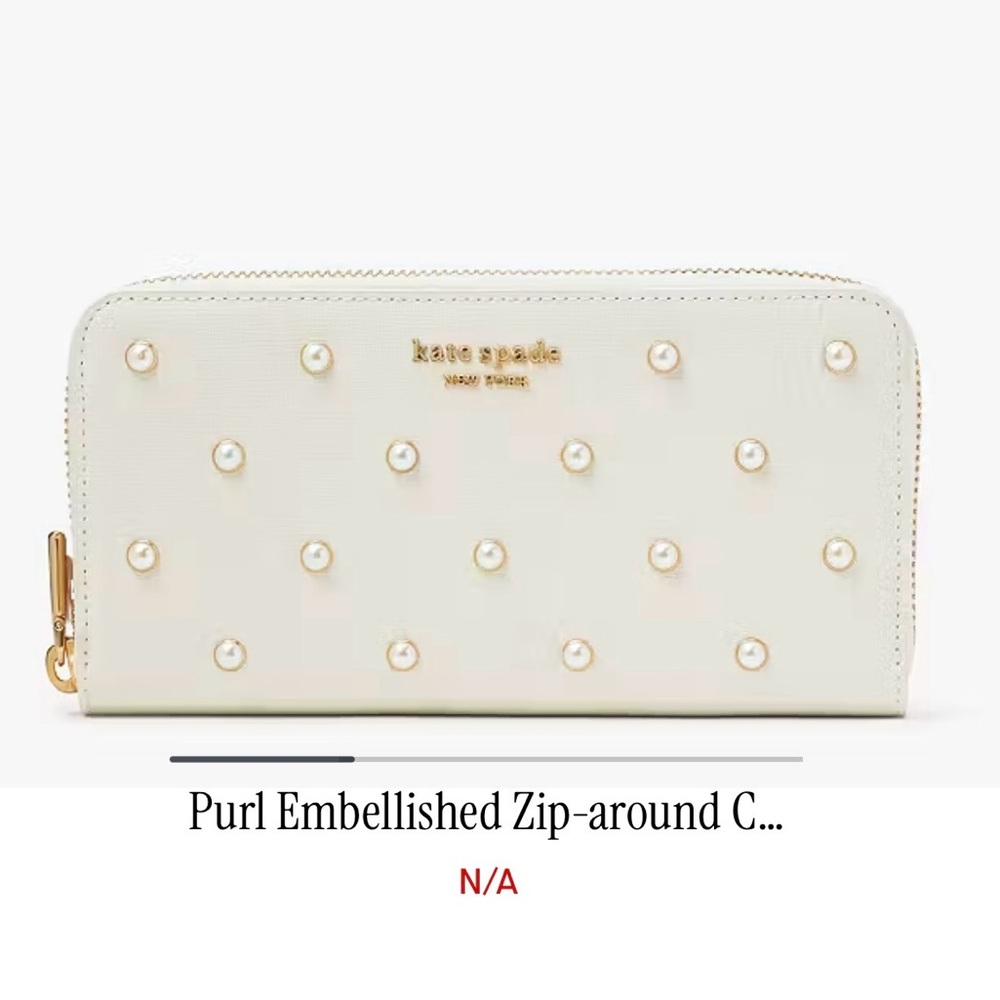 Kate Spade White Pearl-Studded Wallet